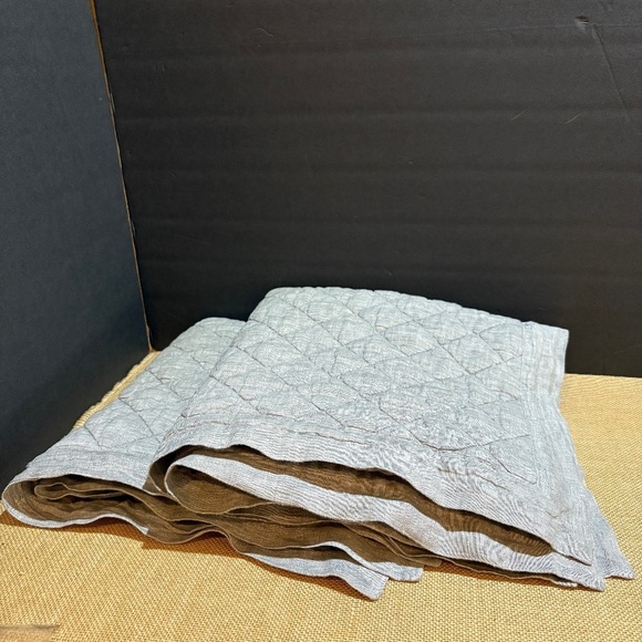 Pottery Barn Flax Linen Diamond Quilted Euro Shams Set 26 X26 Heathered Charcoal - Picture 3 of 14